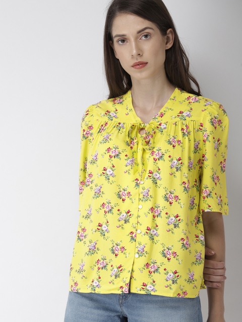 

Levis Women Yellow Printed Shirt Style Top