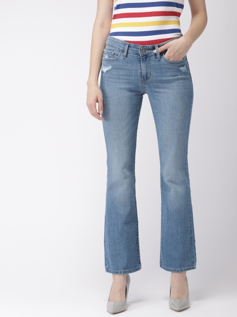 

Levis Women Blue Bootcut Mid-Rise Low Distress Stretchable Jeans 715