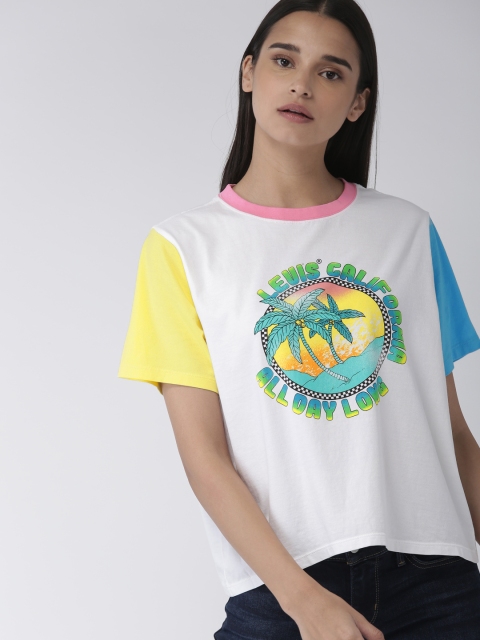 

Levis Women White Printed Round Neck T-shirt