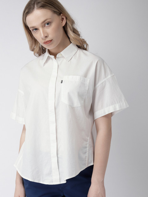 

Levis Women White Boxy Solid Casual Shirt
