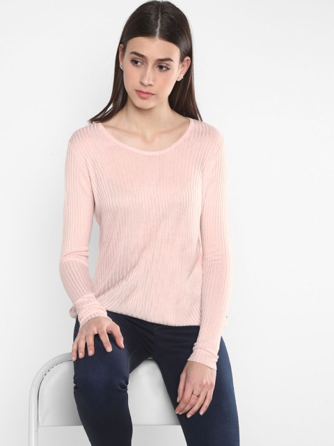 

Levis Women Pink Solid Round Neck Top