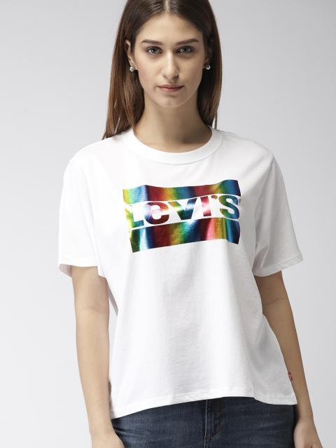 

Levis Women White Printed Round Neck T-shirt