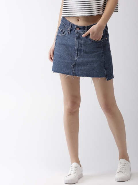 

Levis Blue Solid Mini Denim Pure Cotton Skirt