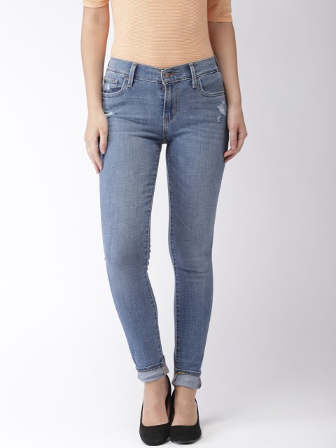 

Levis Women Blue Super Skinny Fit Mid-Rise Mildly Distressed Stretchable Jeans 710