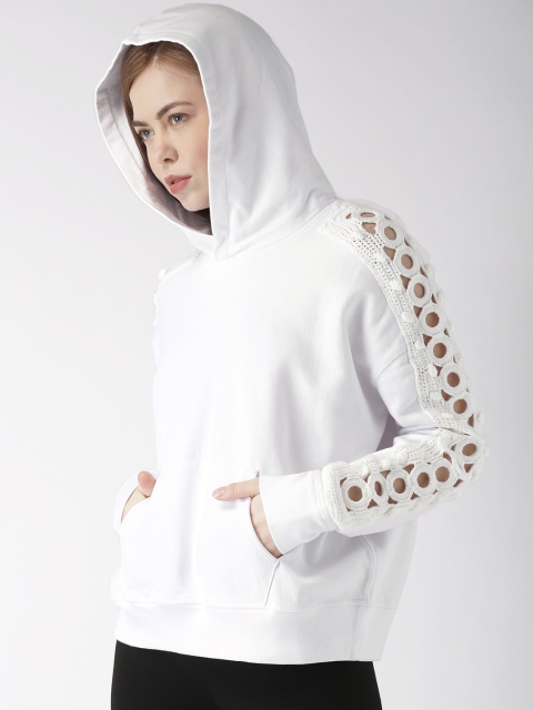 

Levis Women White Solid Hooded Sweatshirt