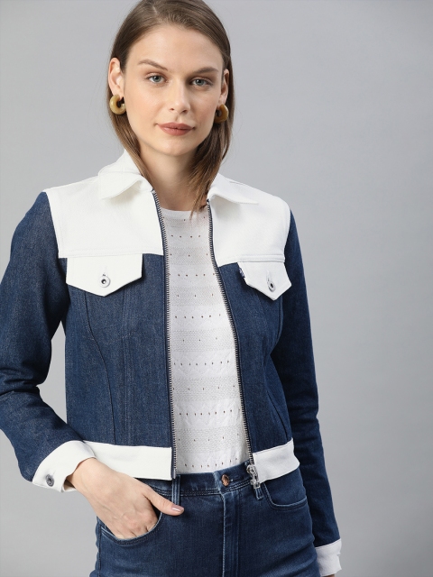

Levis Women Blue Colourblocked Slim Denim Jacket