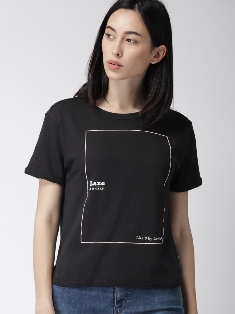 

Levis Women Black Printed Round Neck T-shirt