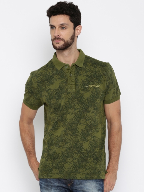 

Ed Hardy Green Printed Polo T-shirt