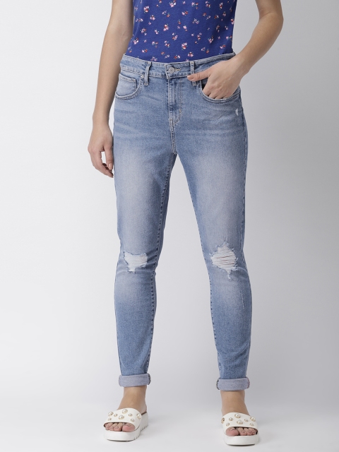 

Levis Women Blue 721 Skinny Fit High-Rise Mildly Distressed Stretchable Jeans