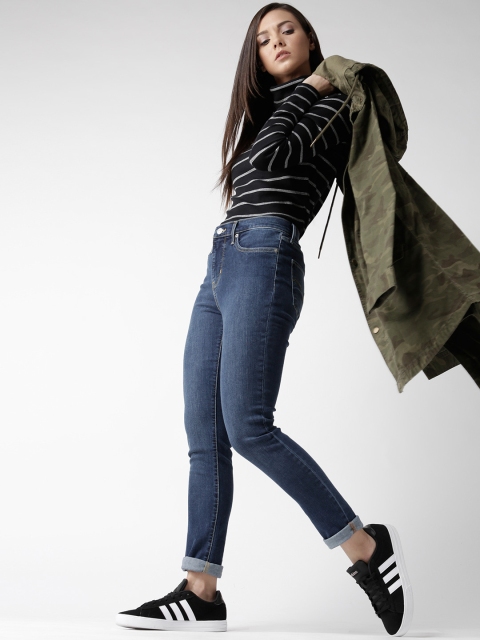 

Levis Women Navy Shaping Skinny Fit Mid-Rise Clean Look Stretchable Jeans 311, Navy blue