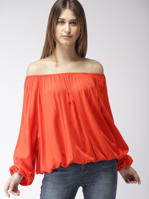 

Levis Women Orange Self Design Blouson Top