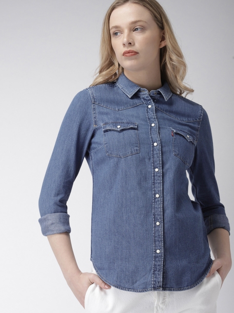 

Levis Women Blue Regular Fit Faded Denim Casual Shirt