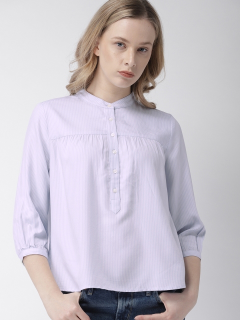 

Levis Women Blue Striped Shirt Style Top
