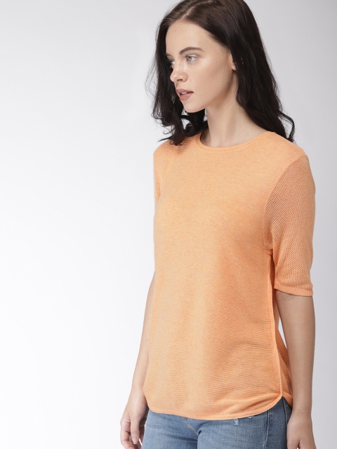 

Levis Women Orange Solid Round Neck T-shirt