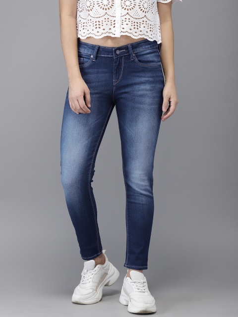 

HERE&NOW Women Blue Ankle Skinny Fit Mid-Rise Clean Look Stretchable Jeans