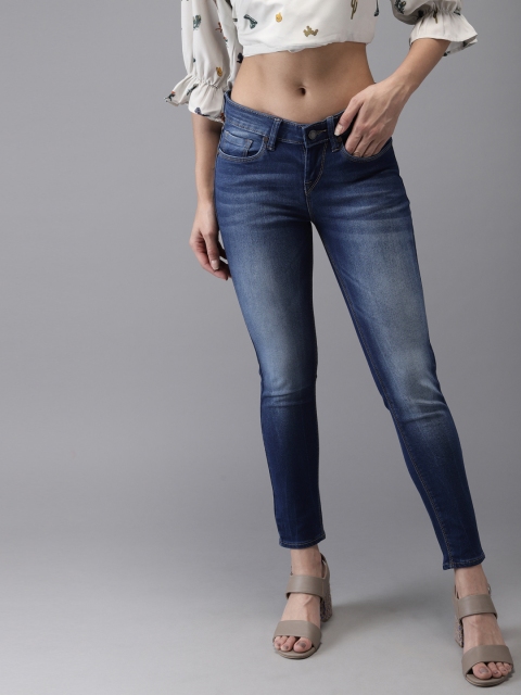 

HERE&NOW Women Blue Ankle Skinny Fit Mid-Rise Clean Look Stretchable Jeans