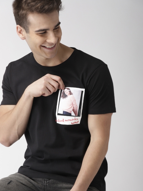 

Mast & Harbour Men Twin Collection Black Printed Round Neck T-shirt