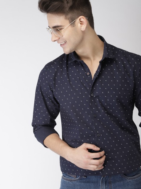 

Mast & Harbour Men Navy Blue Slim Fit Printed Casual Shirt
