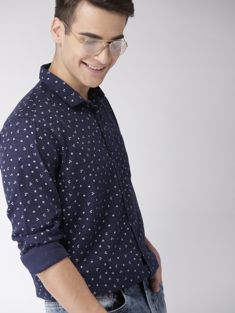 

Mast & Harbour Men Navy Blue Slim Fit Printed Casual Shirt