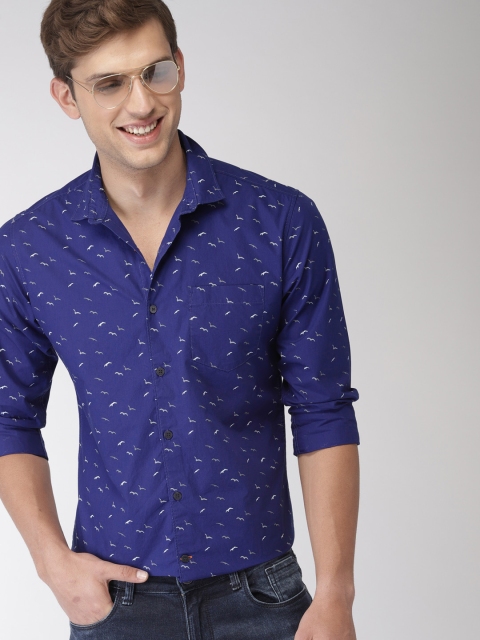 

Mast & Harbour Men Blue Slim Fit Printed Casual Shirt