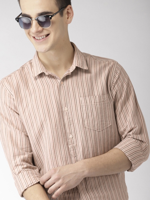 

Mast & Harbour Men Beige Slim Fit Striped Casual Shirt