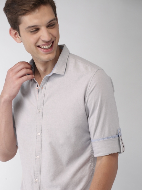

Mast & Harbour Men Grey Slim Fit Solid Casual Shirt