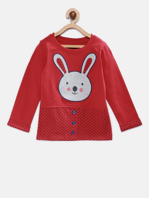 

TAMBOURINE Girls Red Printed Round Neck T-shirt
