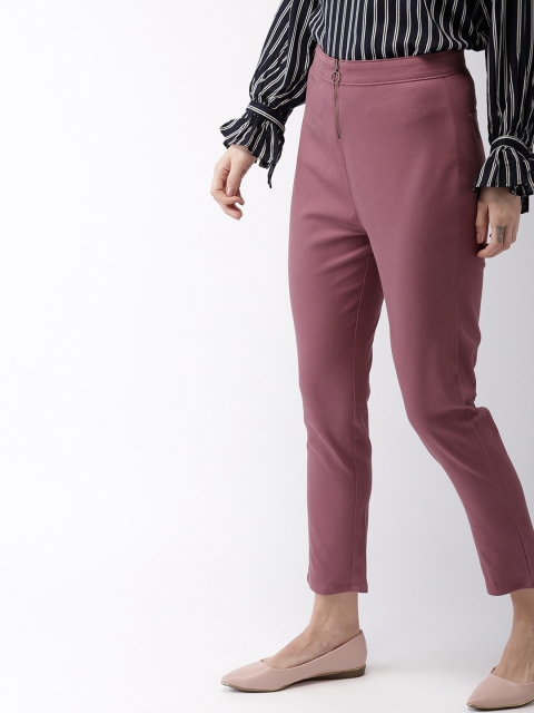 

Mast & Harbour Women Mauve Solid Treggings