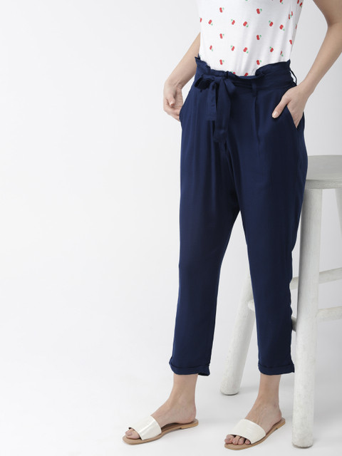 

Mast & Harbour Women Blue Regular Fit Solid Peg Trousers
