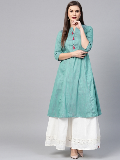 

Shree Women Sea Green Solid A-Line Kurta