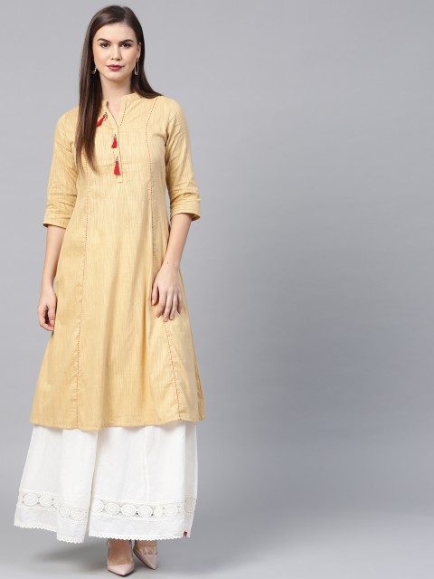 

Shree Women Beige Solid A-Line Kurta