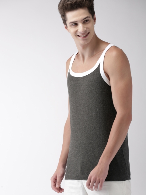 

Mast & Harbour Men Charcoal Grey Cotton Ultra Soft Innerwear Vest MNH-MVST-PK1-001D