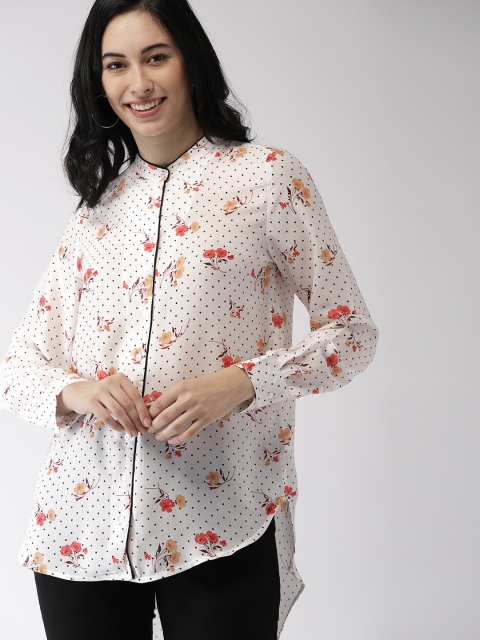 

Mast & Harbour Women White & Black Regular Fit Printed Casual Shirt