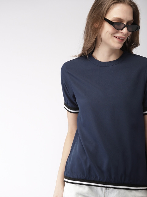

Mast & Harbour Women Navy Blue Solid Styled Back Top