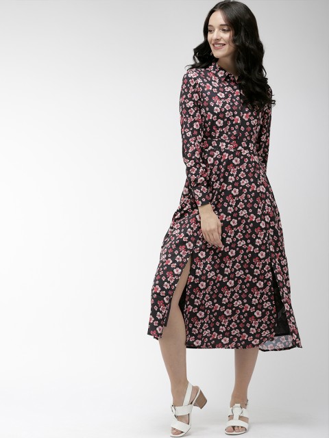 

Mast & Harbour Women Navy Blue & Maroon Printed Fit and Flare Dress