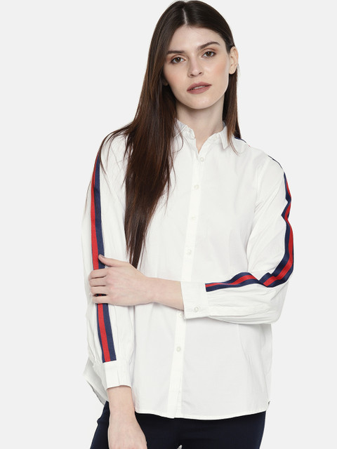 

Mast & Harbour Women White Regular Fit Solid Casual Shirt