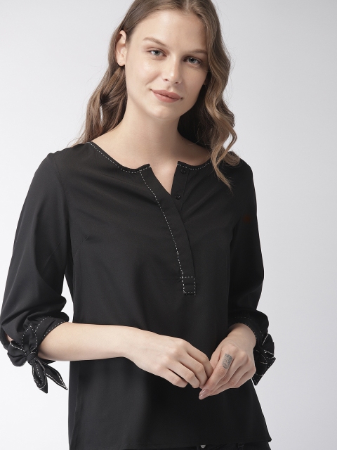 

Mast & Harbour Women Black Solid Top
