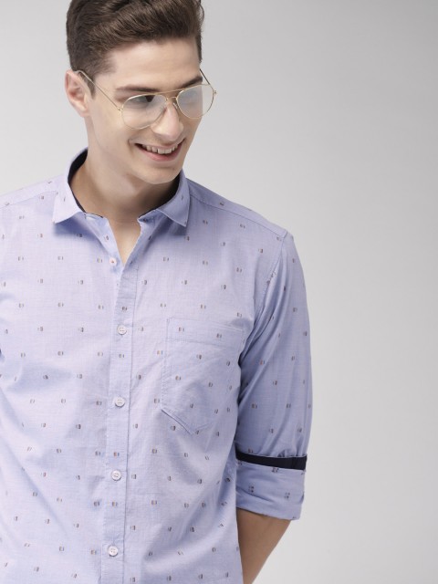 

Mast & Harbour Men Blue Regular Fit Self Design Casual Shirt