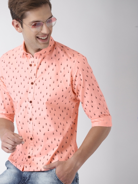 

Mast & Harbour Men Pink Slim Fit Printed Casual Shirt