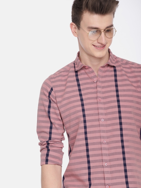 

Mast & Harbour Men Pink & Blue Regular Fit Striped Casual Shirt