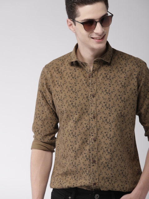 

Mast & Harbour Men Olive Green & Black Regular Fit Printed Casual Shirt