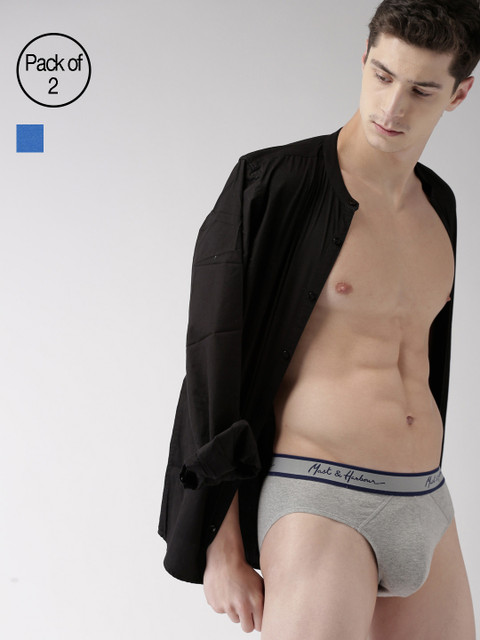 

Mast & Harbour Men Pack of 2 Premium Ultrasoft Cotton Briefs MNH-BRF-PK2-001F, Grey melange