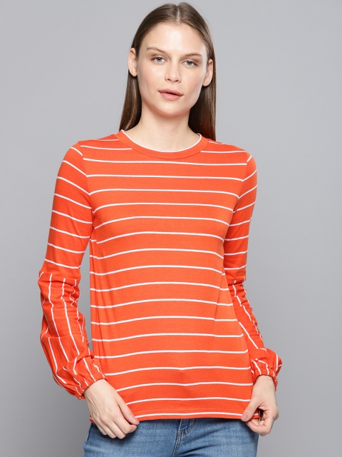 

Chemistry Women Orange & White Striped Top