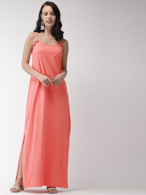 

Mast & Harbour Women Peach-Coloured Solid Maxi Dress