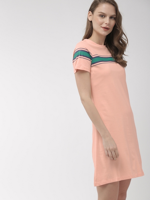 

Mast & Harbour Women Peach-Coloured Solid T-shirt Dress