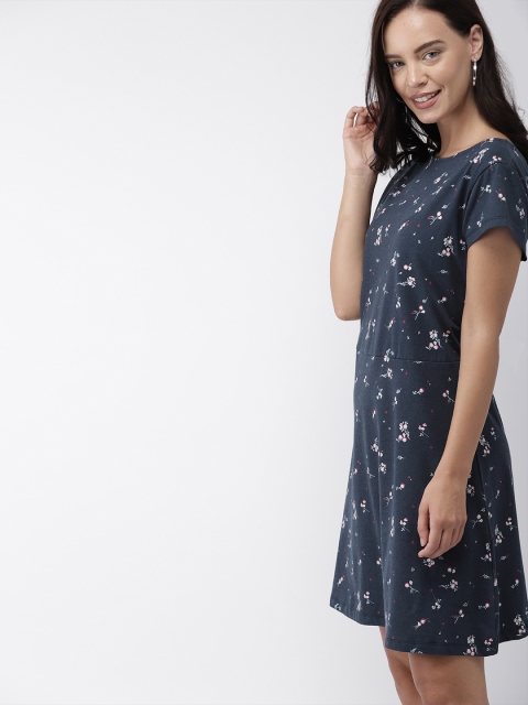 

Mast & Harbour Women Navy Blue Printed Fit and Flare Dress