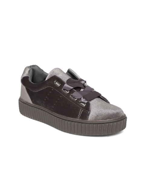 

Jove Women Grey Velvet Finish Sneakers