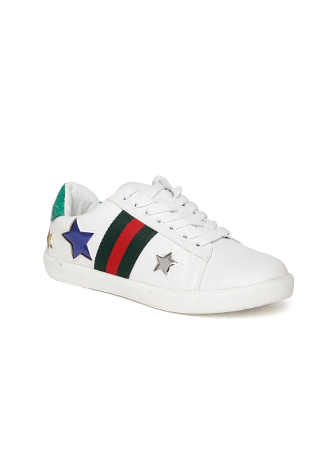 

Jove Women White Printed Sneakers