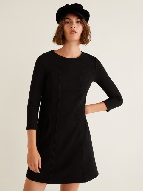 

MANGO Women Black Solid A-Line Dress