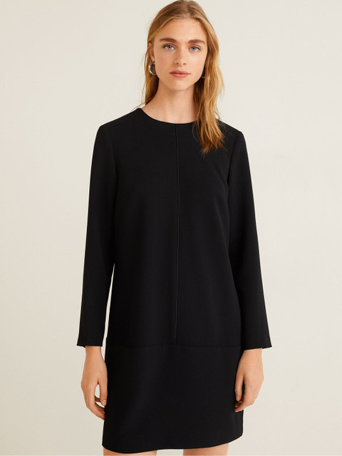 

MANGO Women Black Solid Shift Dress